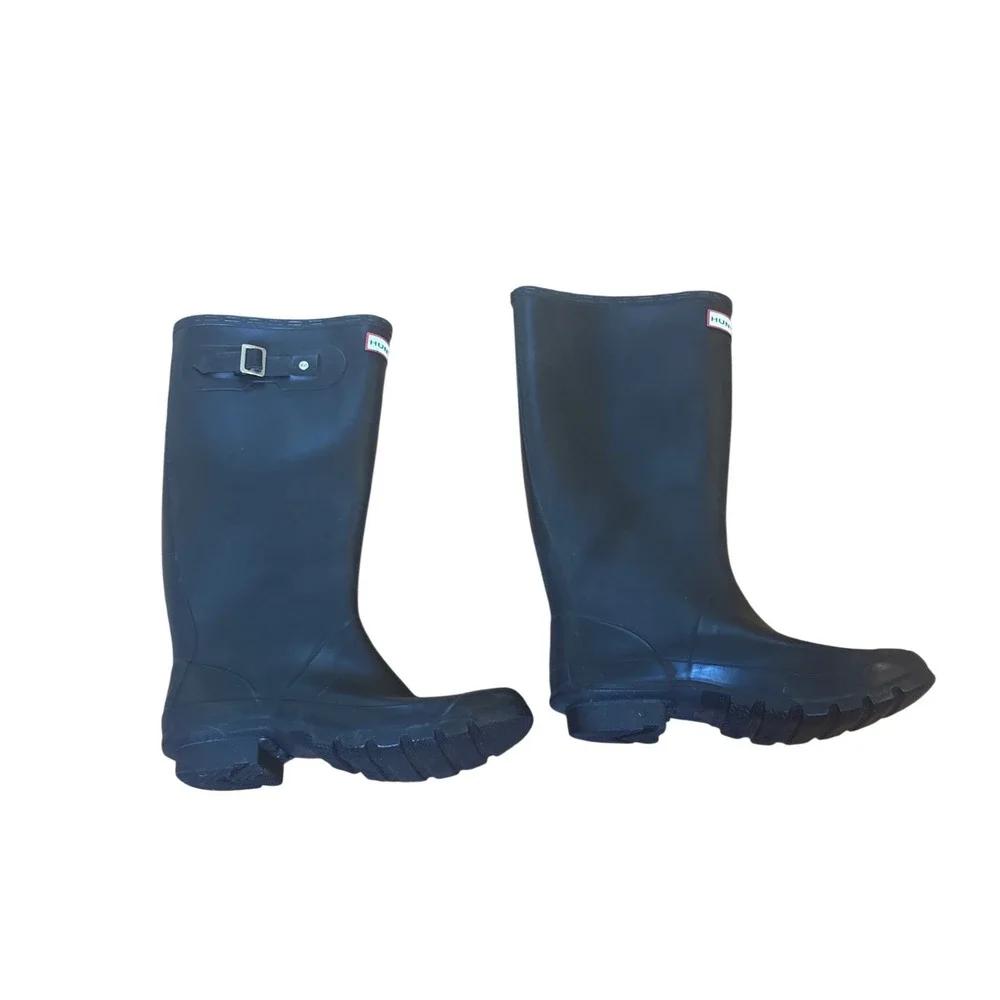 Hunter Huntress Rain Boots Unisex Black‎ Tall Waterproof Rubber SIZE 6M 7F